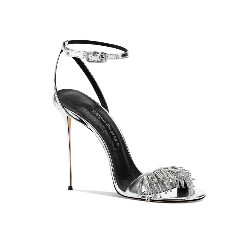 Wedding Super - Silver Stiletto Heels Women Summer Sandals