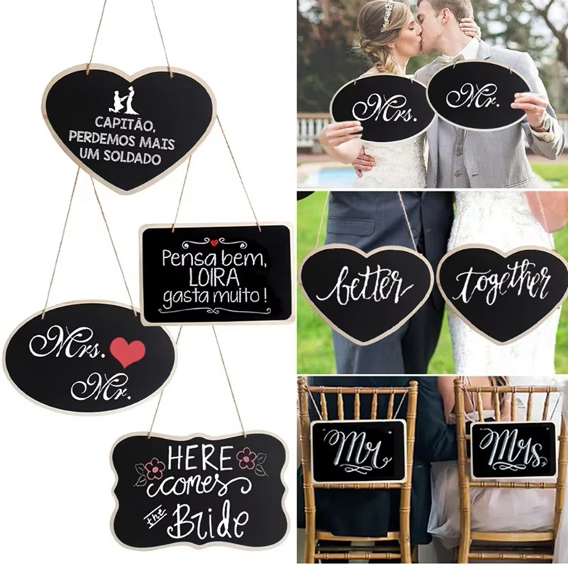 Wedding Ceremony Supply - Rustic Wedding Wooden Blackboard Mr Mrs