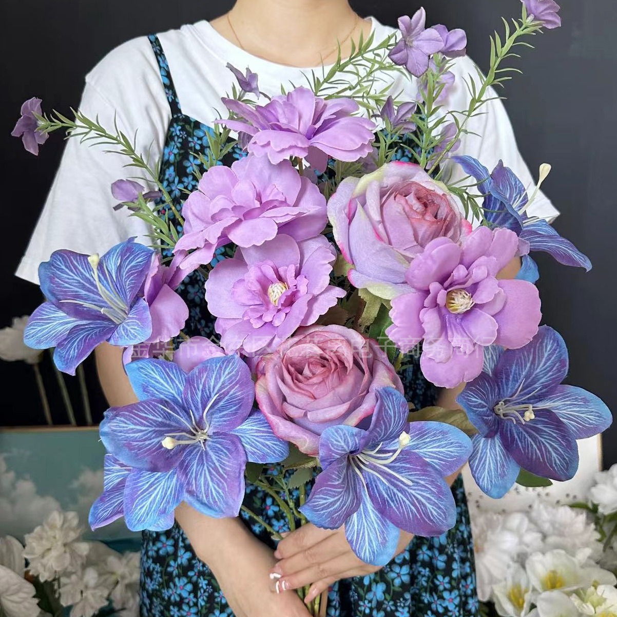Wedding Supply Shops - Purple Blue Monet Style Artificial Lily