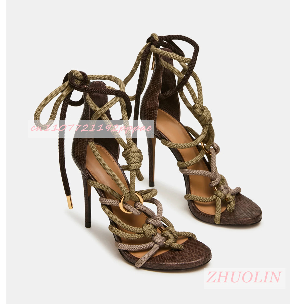 Wedding Super - Retro Snakeskin Thick Rope Crisscross Strap