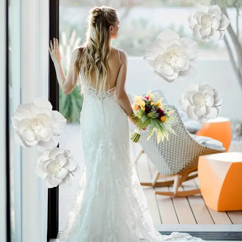 5 Packs of White Paper Flowers - đánh giá và giá Wedding Power Supply