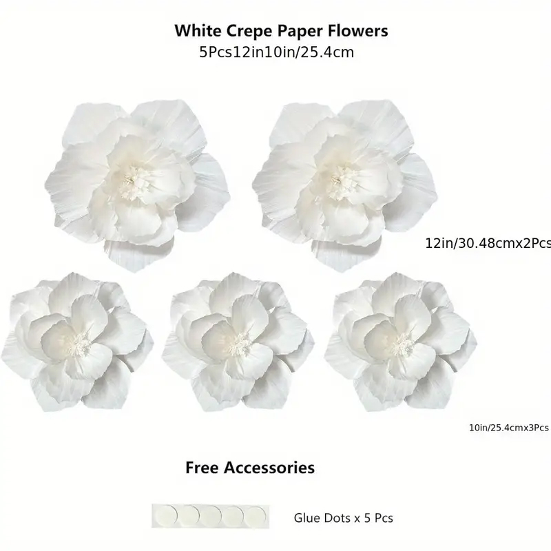 5 Packs of White Paper Flowers - đánh giá và giá Wedding Power Supply