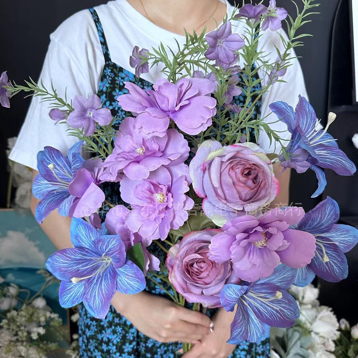 Purple Blue Monet Style Artifi - đánh giá và giá Wedding Supply Shops
